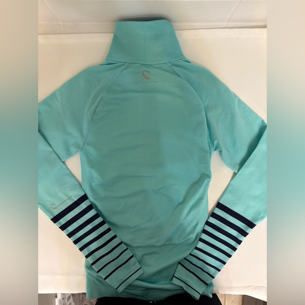 Climawear Turquoise Zip-Up with Striped Sleeves - Picture 3 of 6